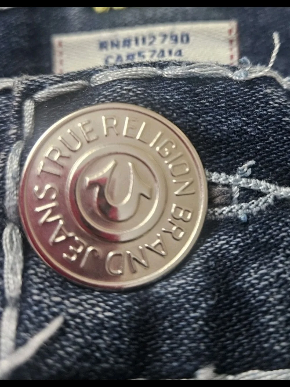 True Religion Men's Dark Indigo Bootcut Jeans with Contrast Stitching
